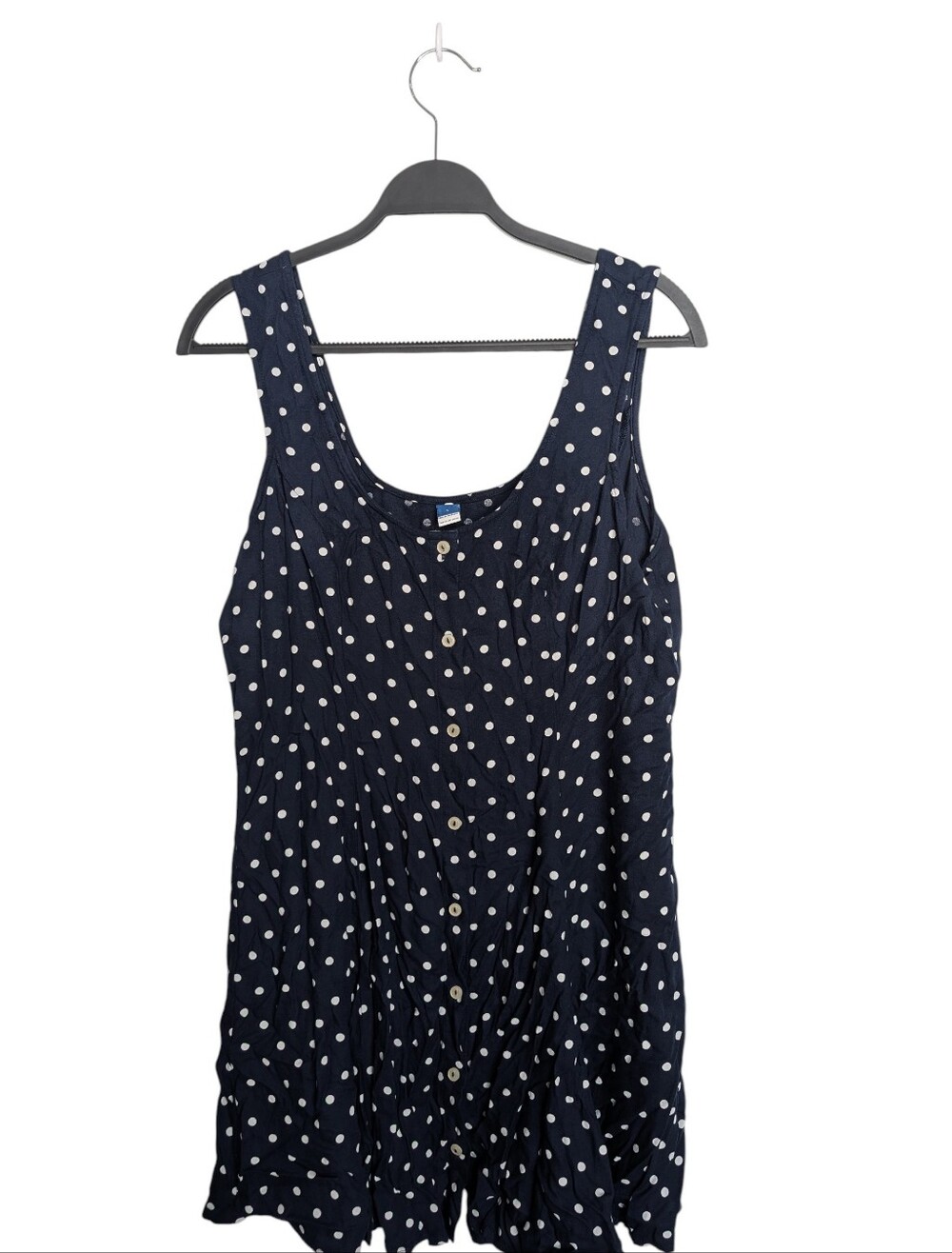 Old Navy Polka Dot Blue White Twee Button Down A-Line Mini Dress Size Large
